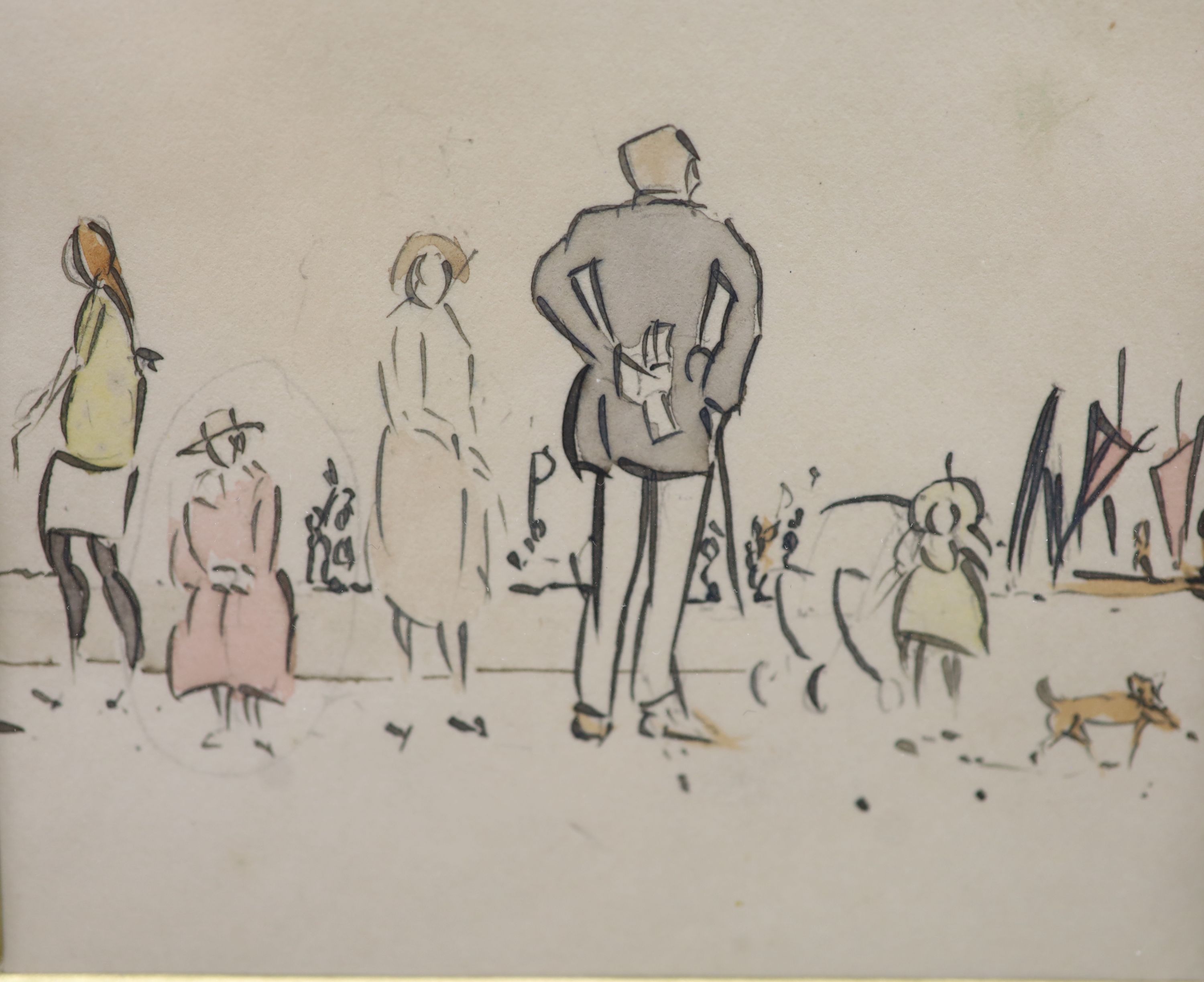 Cecil Howard Lay (1885-1956), two watercolour drawings, Yarmouth Beach, Fry Gallery label verso, 11 x 10cm